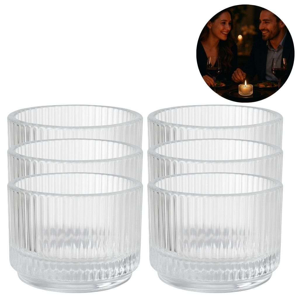 25 Porta Velas Vidro Redondo 40ml Suporte Castiçal Relevo