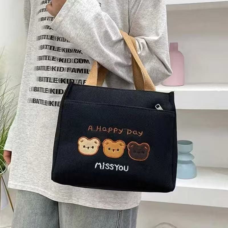 Bolsa Termica de Lona Ursinho design Capacidade Adequada Para Marmita-Thay