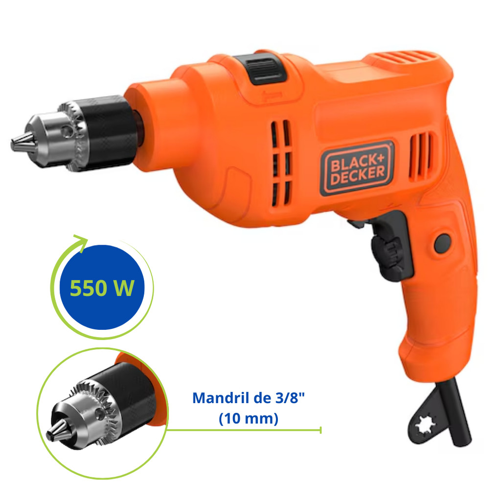 Furadeira Martelete Elétrica Impacto Mandril 10mm 550w 127v Black&Decker