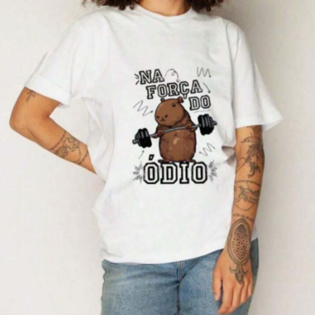 Blusa Camisa Camiseta Feminina Capivara Fitness Treino Academia Casual Basic Confortável algodão Dia a Dia