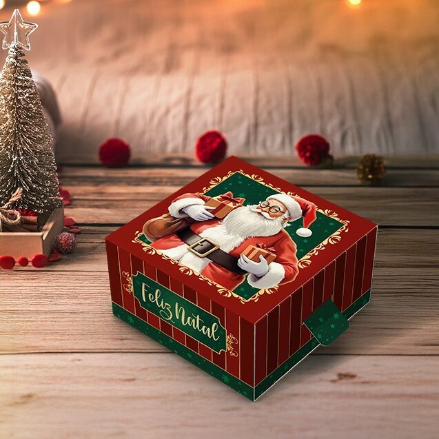 Detalhes do 10 CAIXA GAVETA NATAL 4 DOCES 8X8X4 5713 (NATAL 2025 IDEIA)