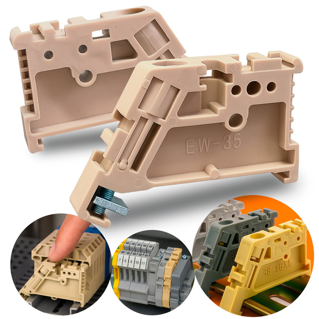 Kit 100un Poste Final Trava Borne Sak Ew-35 Fixação Trilho Din Conexão Elétrica Preço Atacado