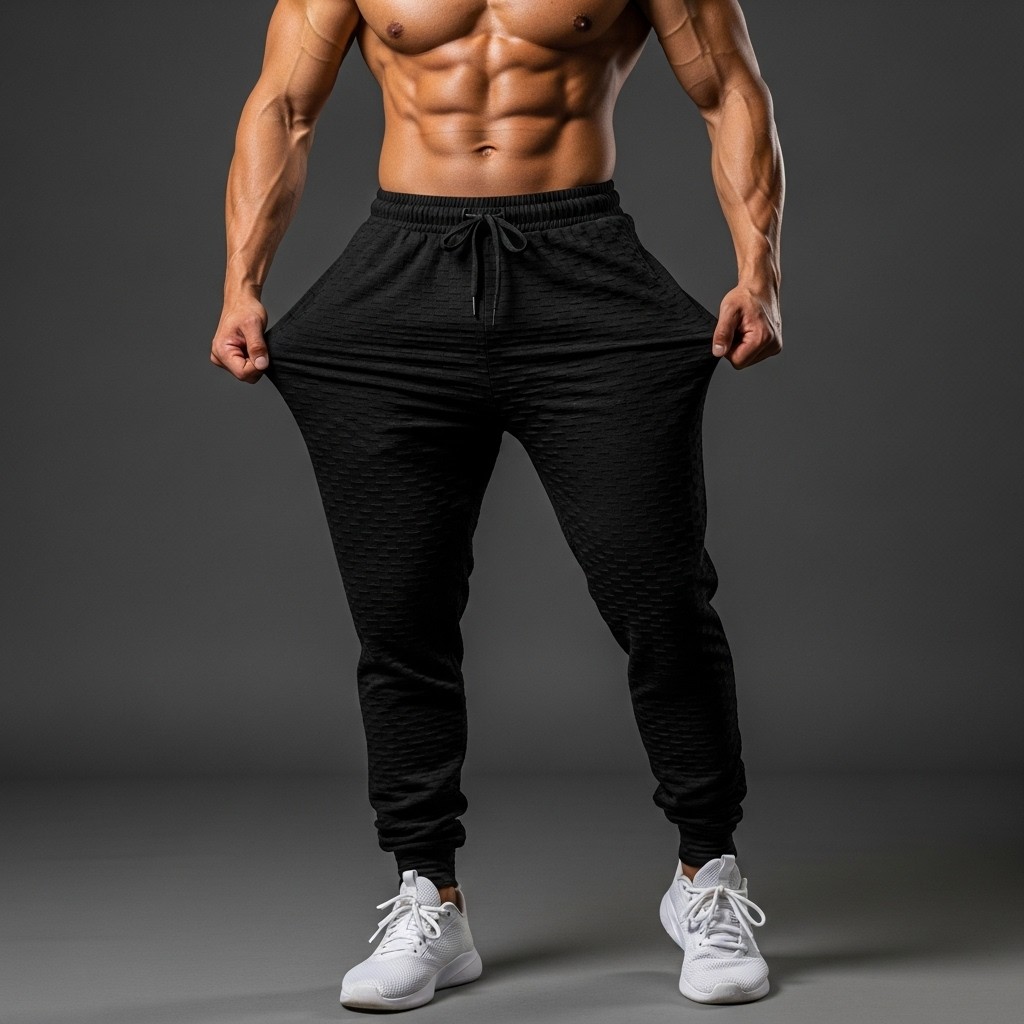 Calça Academia com Elastano Dry Fit Esportiva Masculina de Tactel Bolsos Laterais