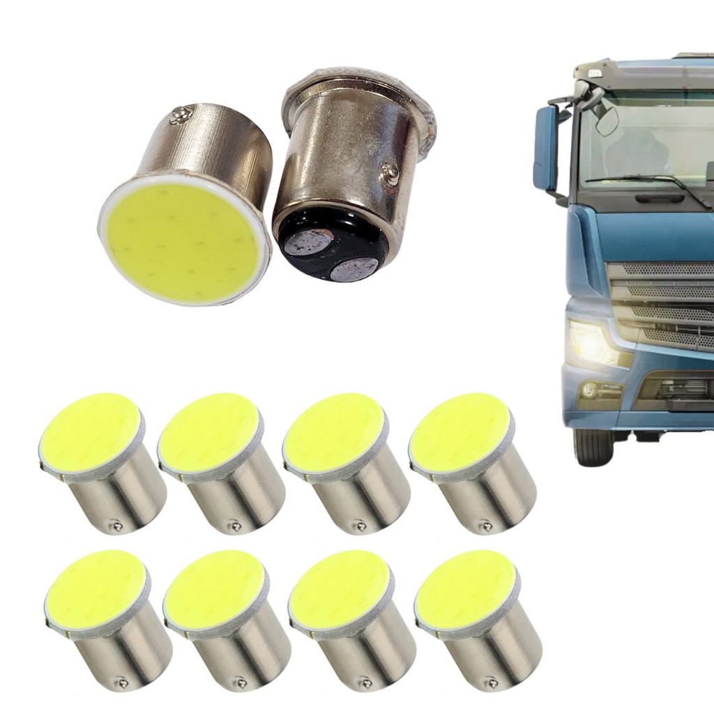 KIT 10 LAMPADA COB LED BAY15D 2 POLO P21/5W 1157 1034 BRANCO 24V
