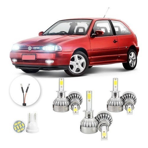 Lâmpadas Ultra Led Volkswagen Gol Gti 20000lm Alto Baixo e Milha + Pingo Led