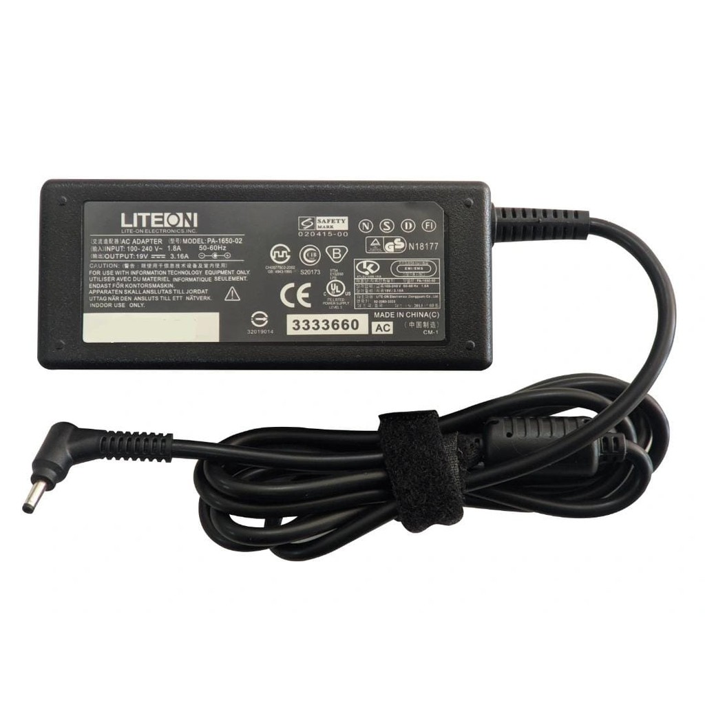 FONTE ACER P.FINO (3.0X1.0MM) 65W 19V 3.14A ASPIRE 3/5 A315 23G 34G /A514 A515 54 54G 55 55G/ S5/S7-391/PA-1450-26