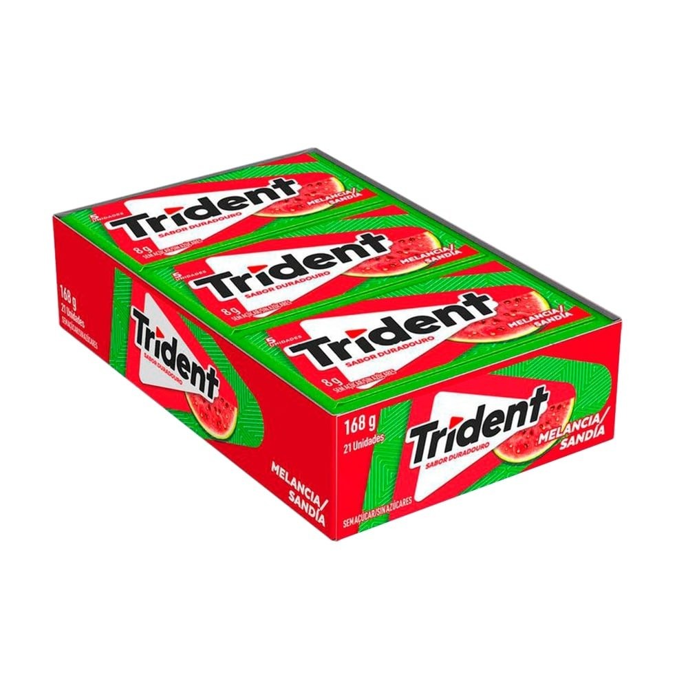 Chiclete Trident Melancia Sem Açúcar 8g - Caixa com 21 Unidades em Oferta na Shopee