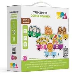 QUEBRA CABEÇA TRENZINHO CONTA COMIGO BABEBI NÚMERO LÓGICO MADEIRA JOGO EDUCATIVO ANIMAIS TREM PEÇAS