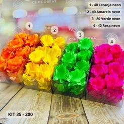 Kit 200 Forminhas de Doces Festa 80 Verde Neon + 40 Rosa Neon + 40 Laranja Neon + 40 Amarelo Neon (CHOCO)