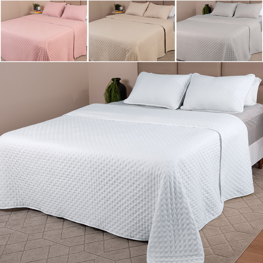 Colcha Cobre Leito Casal kit 3 peças Dupla Face Micro Percal Macio Ultrassônico - BF Colchões em Oferta na Shopee