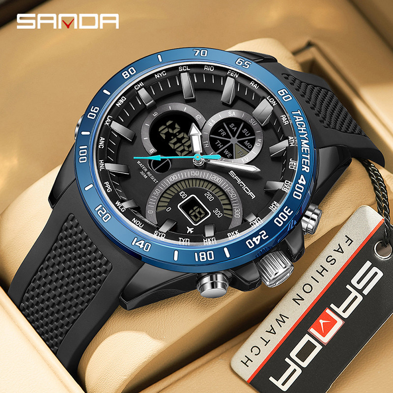 Sanda New Business Trend Men Workplace Watch Esportes Relógio Noturno À Prova D'água D'água SD3175-5