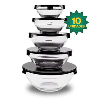 Kit Conjunto De Potes 10 Peças Vidro Resistente Organizadores De Cozinha Multiuso em Oferta na Shopee