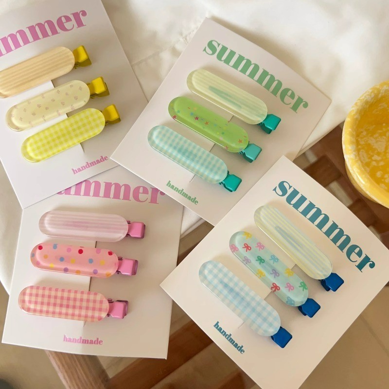 3Pcs/Lot Jelly Style Clip Bangs Clips Hairpin Acessório De Cabelo Para Meninas Doces em Oferta na Shopee