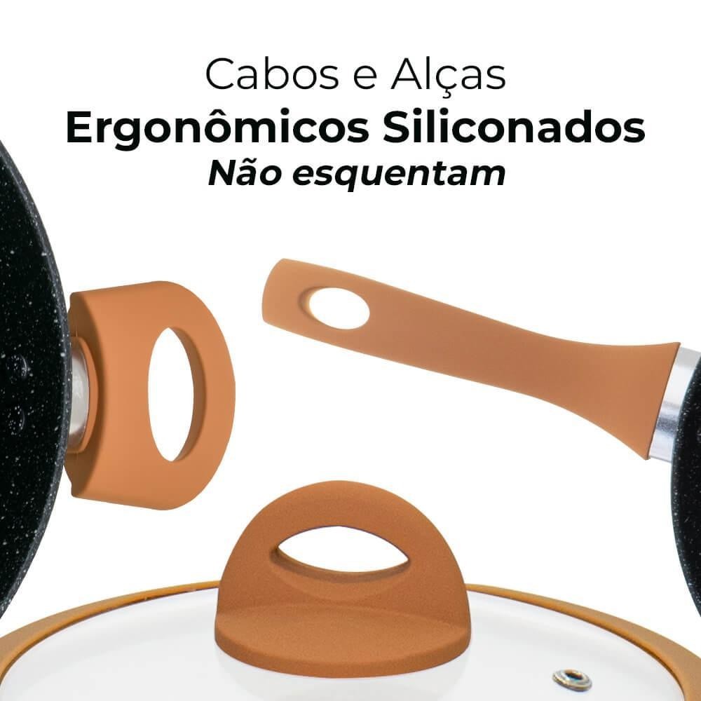 Detalhes do Conjunto de Panelas Revestimento Cerâmica Viena Preto 5 Peças 4,5mm - Casambiente AL162