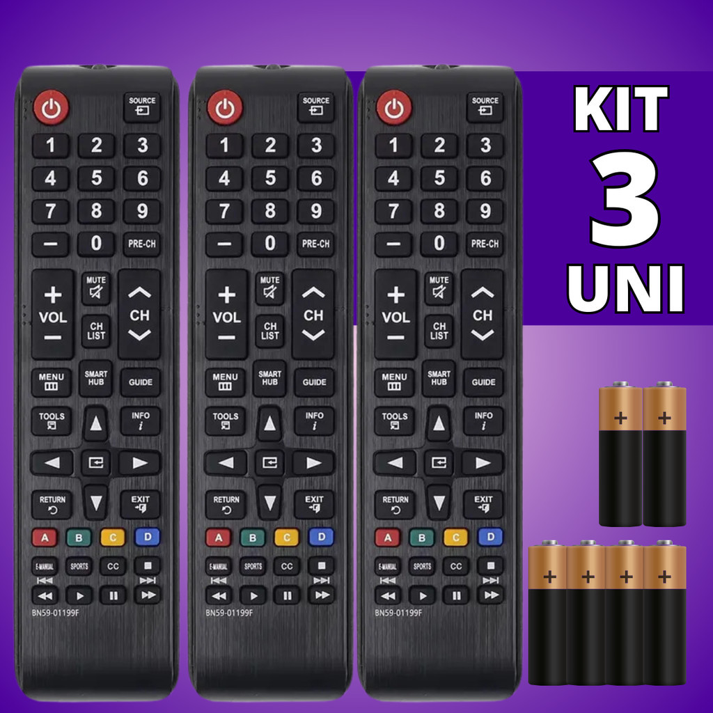 Kit Controle Remoto Compatível com Samsung 4K Smart Hub - Escolha Seu Kit