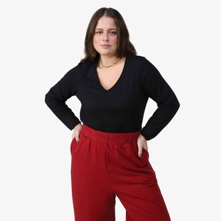 Tech T-Shirt Anti Odor Slim Gola V Manga Longa Plus Feminina