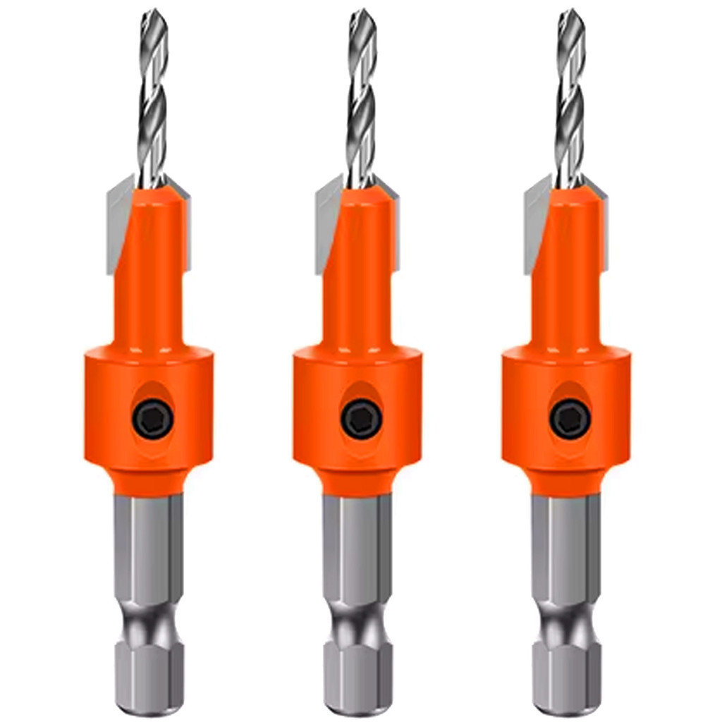 Kit 3 Brocas com Escareador 3mm x 8mm Encaixe 1/4 Madeira em Oferta na Shopee