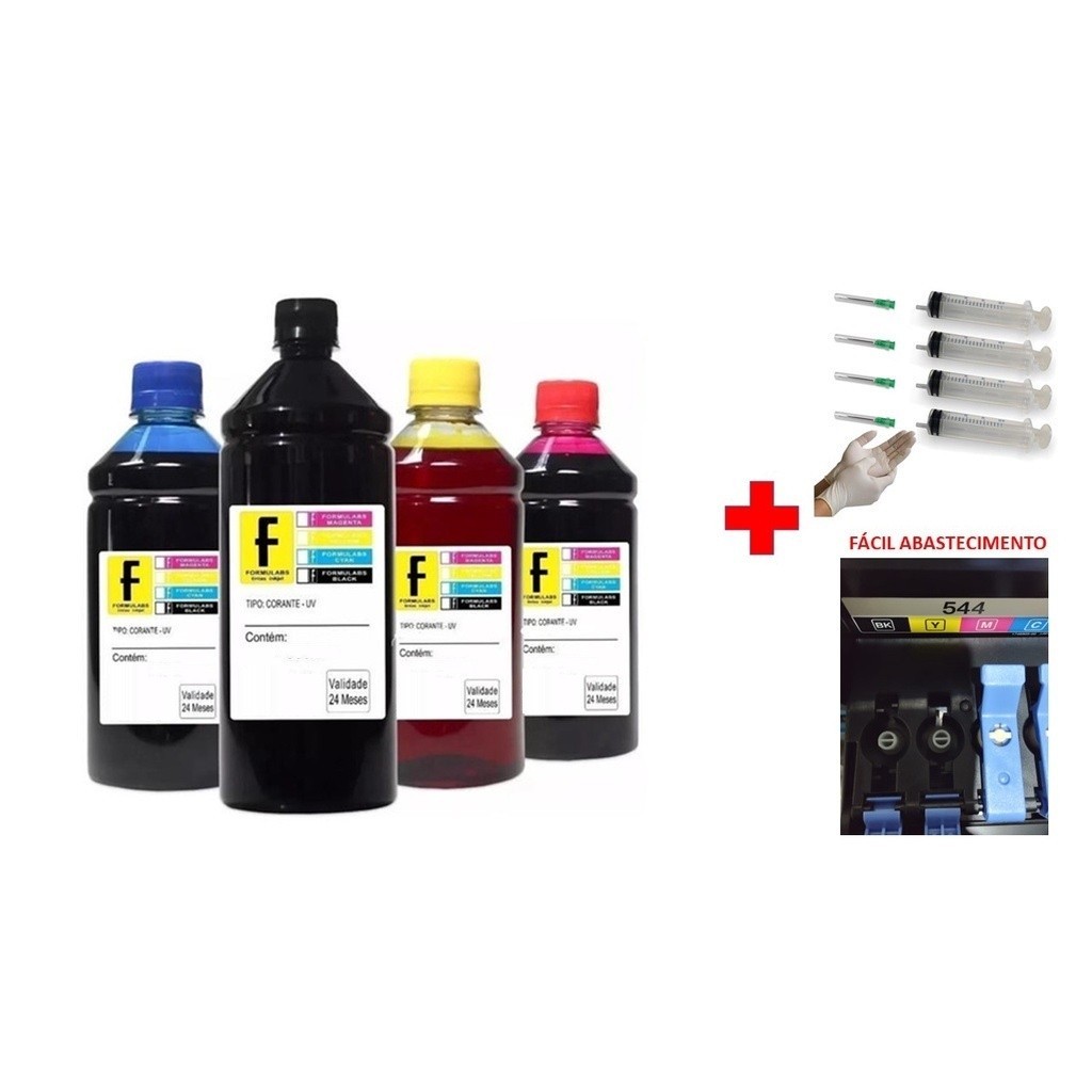 Kit 4 x 250ML Tinta P/ Epson Série L4160 L5190 L6161 L6171 L6191 L14150 L15150 L15160 L120 Formulabs