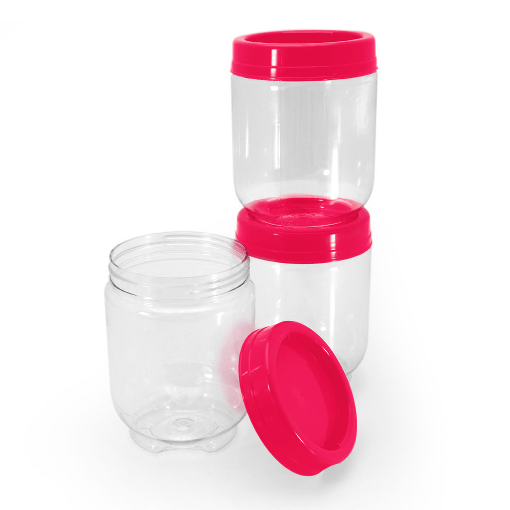 Kit Potes Organizadores Empilha Fácil Gira e Trava 380ml Plasútil em Oferta na Shopee