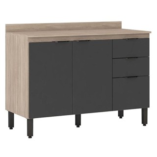 Balcão De Cozinha Firenze Com Tampo 120 Cm Avena Grafito - Demóbile em Oferta na Shopee