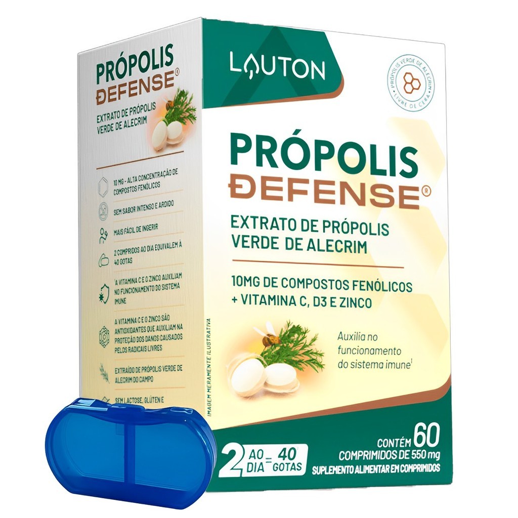Lauton Extrato Própolis Verde Alecrim 60Comp c/Porta Cápsulas