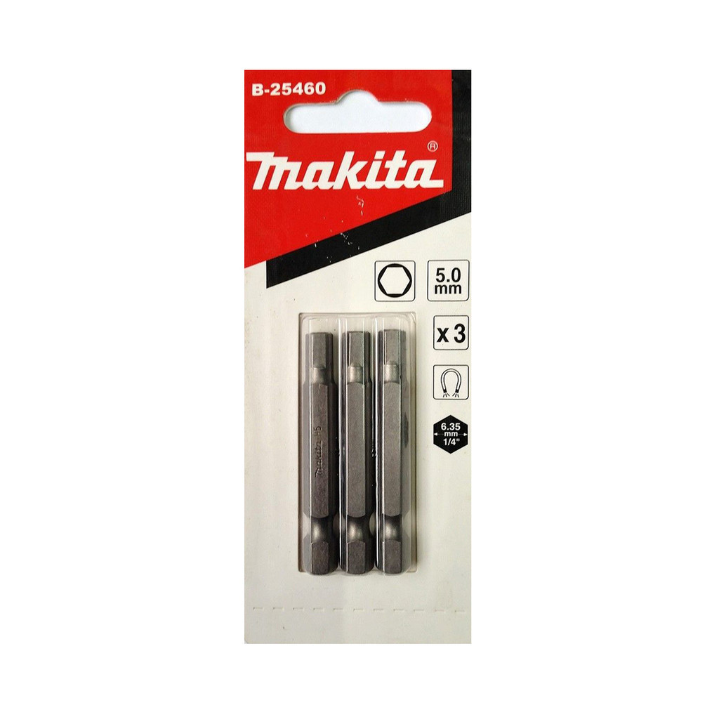 Pacote c/ 3 Bits Allen Longo 5,0 X 50mm Makita B-25460 em Oferta na Shopee
