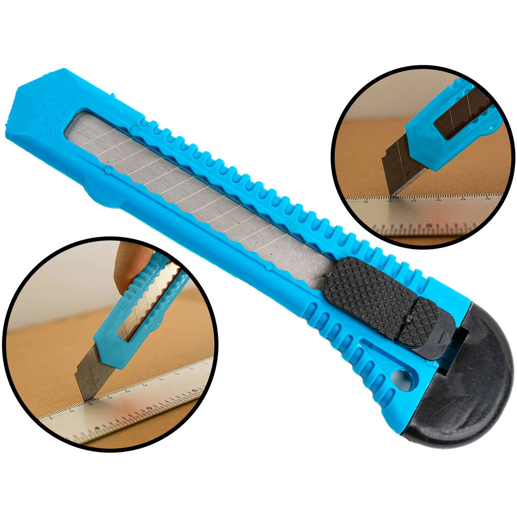 Estilete Profissional Doméstico Multiuso 1 Lâmina Aço 18mm Com Trava De Segurança em Oferta na Shopee