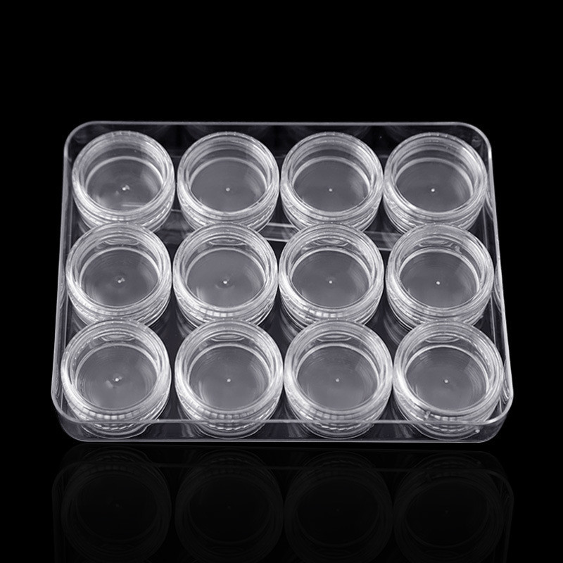 12x Potes Vazios Armazenar Gel E Glitter Cristal 3g Acrílico Com Tampa em Oferta na Shopee