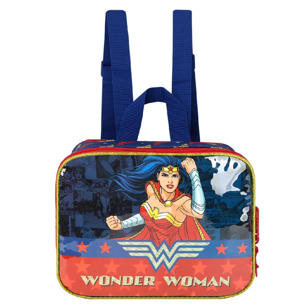 Lancheira Térmica Escolar Da Mulher Maravilha Azul Volta às Aulas Luxcel Feminina DC Comics