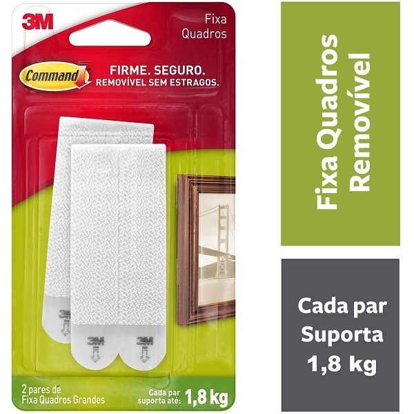 Kit com 4 Pares Fixa Quadros Adesivo Command Grande ATE 1,8KG em Oferta na Shopee