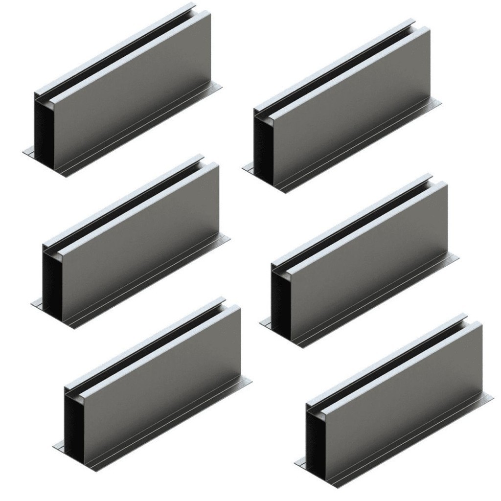 Kit 06 Estrutura Suporte Mini Trilho Fixador Placa Painel Solar Alumínio e Inox Telha Metálica Perfil Master Fixação