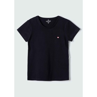 Blusa Básica Infantil Menina Manga Curta Slim Com Bordado Coração Hering Kids em Oferta na Shopee