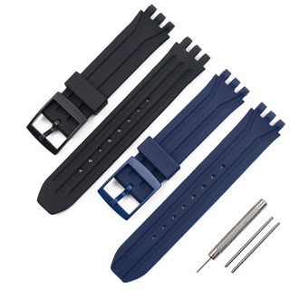 Pulseira De Relógio De Silicone De 18 Mm 19 Para Swatch SUIB400 SUIK400 Faixa Borracha Preta À Prova D'água Substituição em Oferta na Shopee