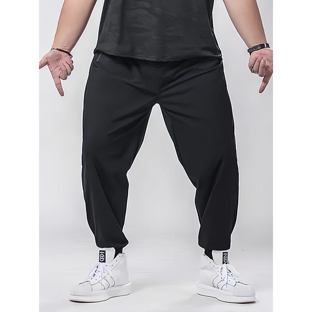 Calça Plus Size Masculina Secagem Rápida Bolso Com Zíper Frente e Verso Calça Jogger Flexível