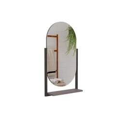 Espelheira de Banheiro Ori Parede Oval c/Prateleira Metalica 41X87cm cor Titanium - MGM