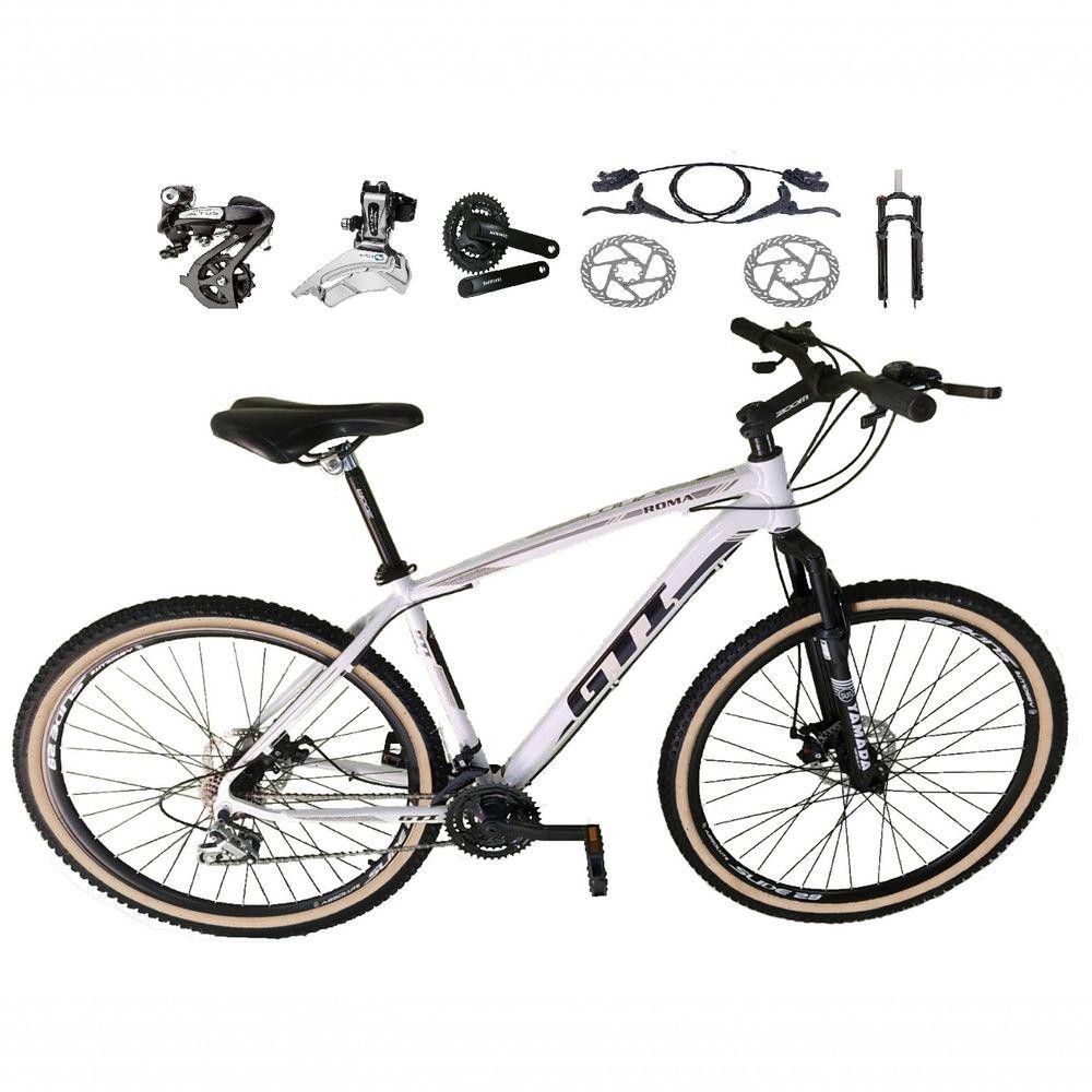 Bicicleta Aro 29 Gti Roma Shimano Altus 24v Freio Disco Hidráulico Garfo Trava - Branco Tam.17
