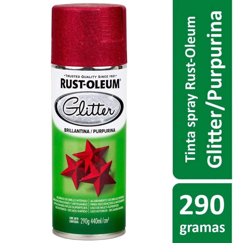 Tinta Spray Glitter Purpurina Vermelho Rust Oleum em Oferta na Shopee