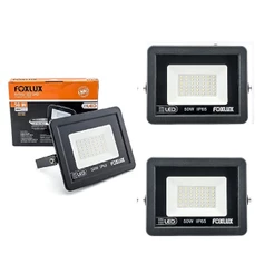 Refletor LED 50W Bivolt Luz Branca 6500K Foxlux Kit com 3
