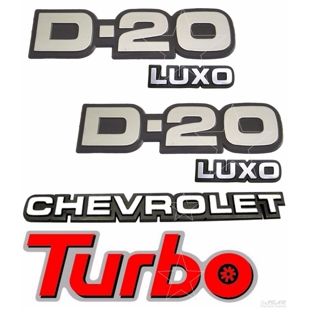 Emblemas D20 Luxo + Chevrolet + Turbo - 1985 À 1992