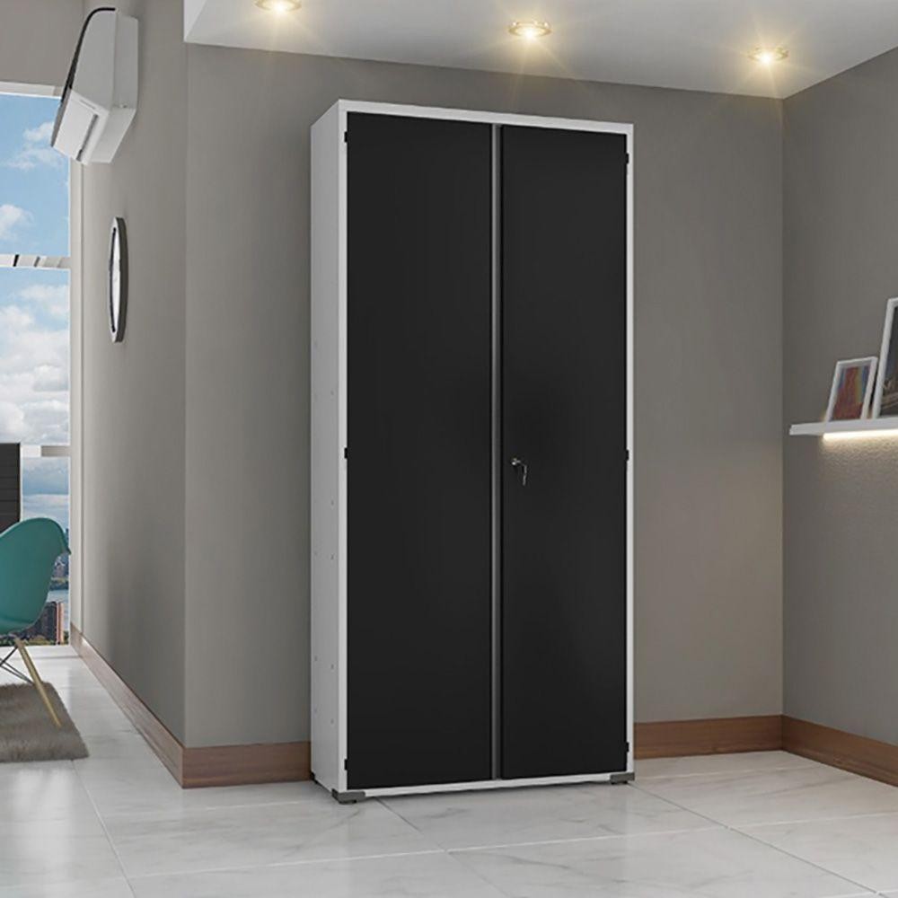 Armário de Aço 2 Portas Multiuso Organizador Escritorio 4 Prateleiras EA301 Preto em Oferta na Shopee
