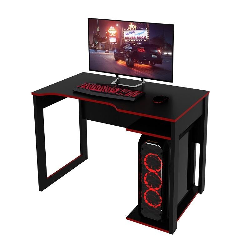 Mesa Gamer Escrivaninha Home Office Nicho Preto Vermelho