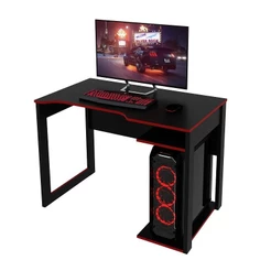 Mesa Gamer Escrivaninha Home Office Nicho Preto Vermelho