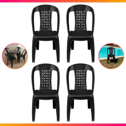 Kit 4 Cadeiras de Plástico Resistente 154 Kg P/ Igreja Lanchonete Bar Jardim