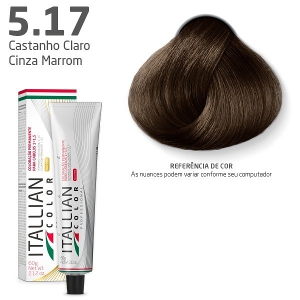 Coloração Itallian Color CASTANHO CLARO CINZA MARROM 5.17 60g