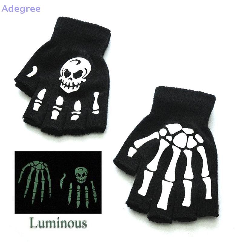 Adegree Moda Estilo Halloween Luvas Luminosas Horror Osso Esqueleto Meia Novidade Unisex Inverno Mais Quente Novo em Oferta na Shopee