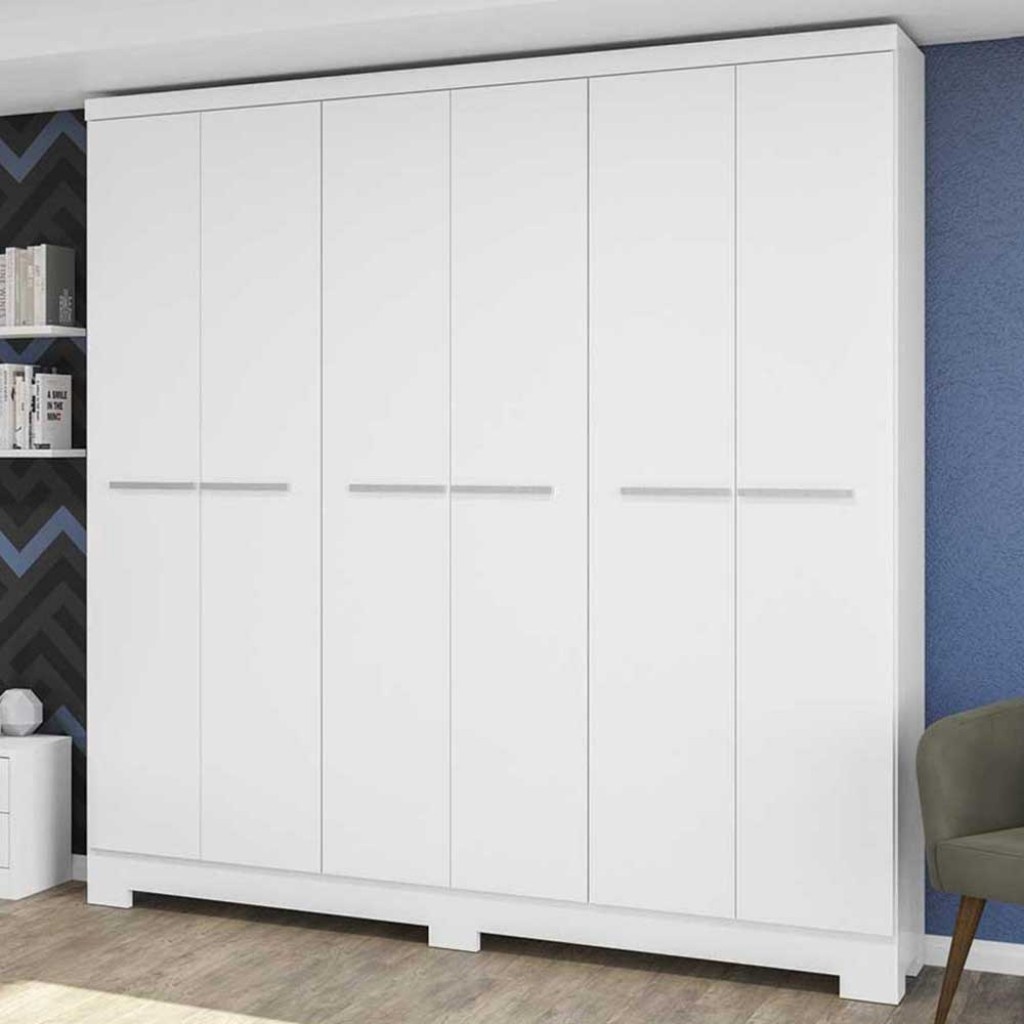 Guarda-Roupa Casal 6 Portas 2 Gavetas 5 Prateleiras E530 Branco - Kappesberg em Oferta na Shopee