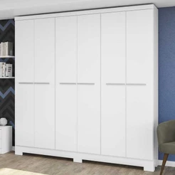 Guarda-Roupa Casal 6 Portas 2 Gavetas 5 Prateleiras E530 Branco - Kappesberg