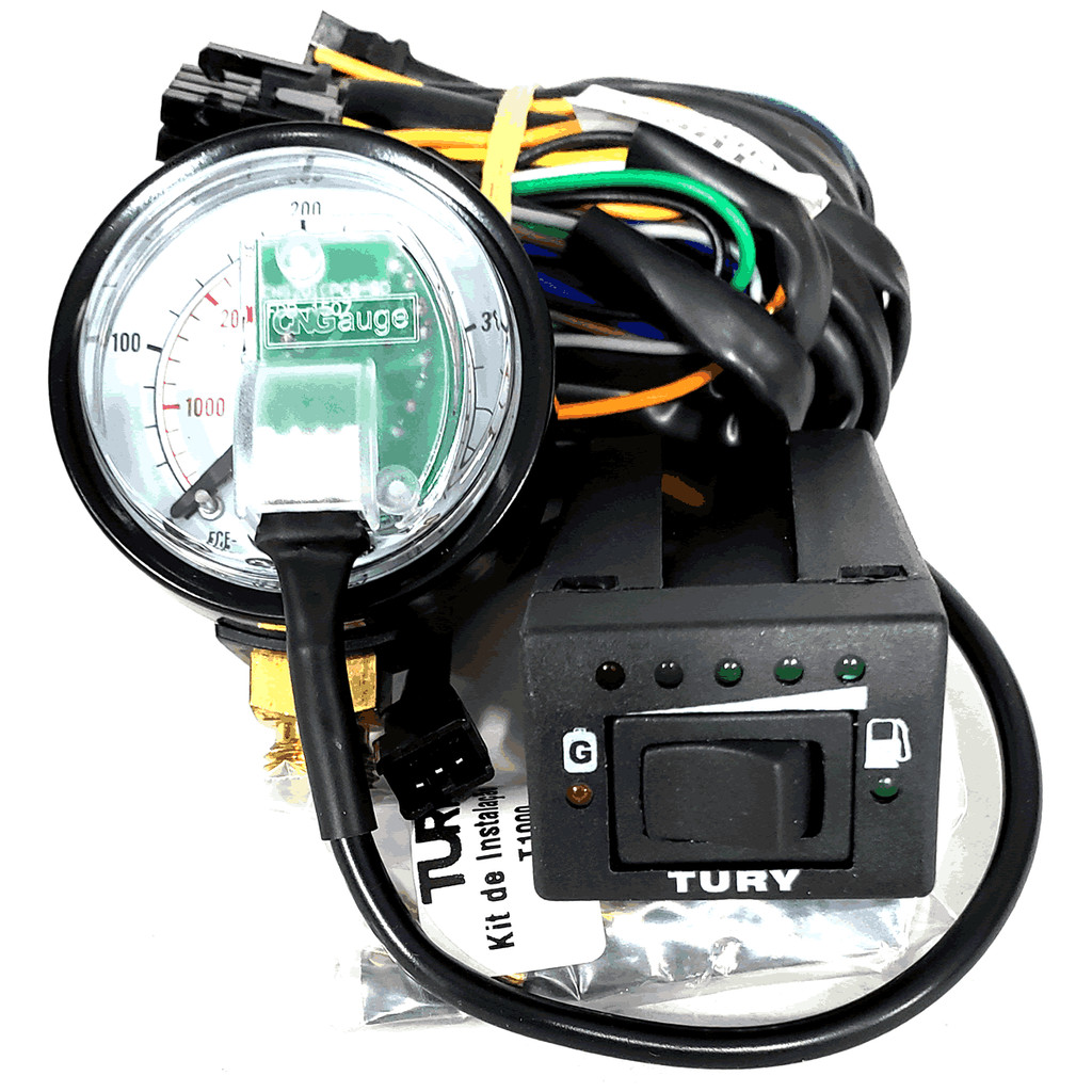 Chave Comutadora TURY GAS T1000A Eletrônica Manômetro e Chicote Kit Elétrico