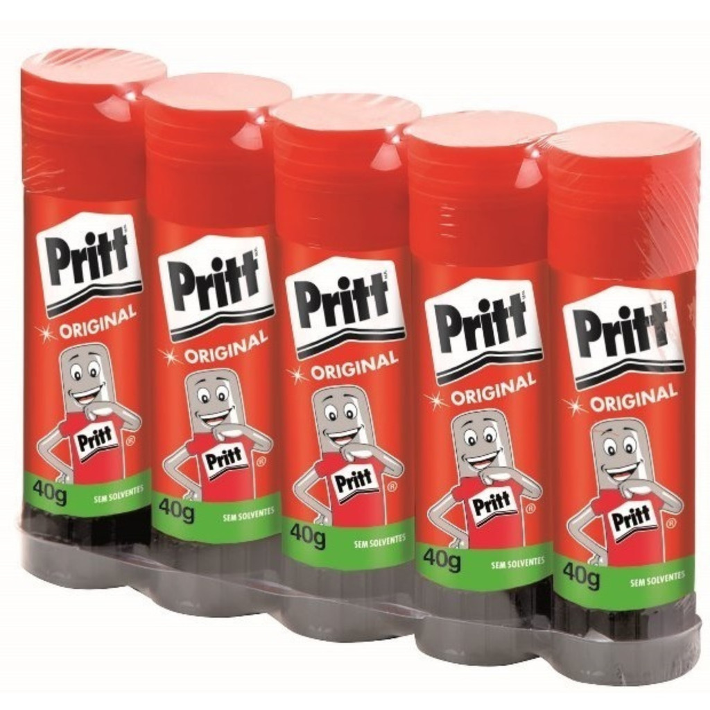 Cola Bastão Pritt Stick Escolar Atóxica Não Tóxica 40g Kit 5 Cor Branco em Oferta na Shopee