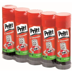 Cola Bastão Pritt Stick Escolar Atóxica Não Tóxica 40g Kit 5 Cor Branco
